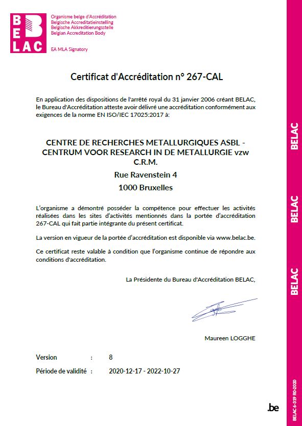 certificat 267-CAL